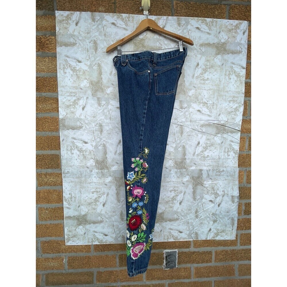 Lawman Embroidered Bootcut Jeans Sz 7 Floral - Picture 6 of 12